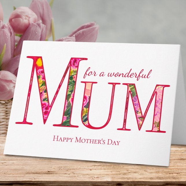 Carte Joyeuse Fête des Mères MAMAN - Élégant Design Flor (Créateur téléchargé)