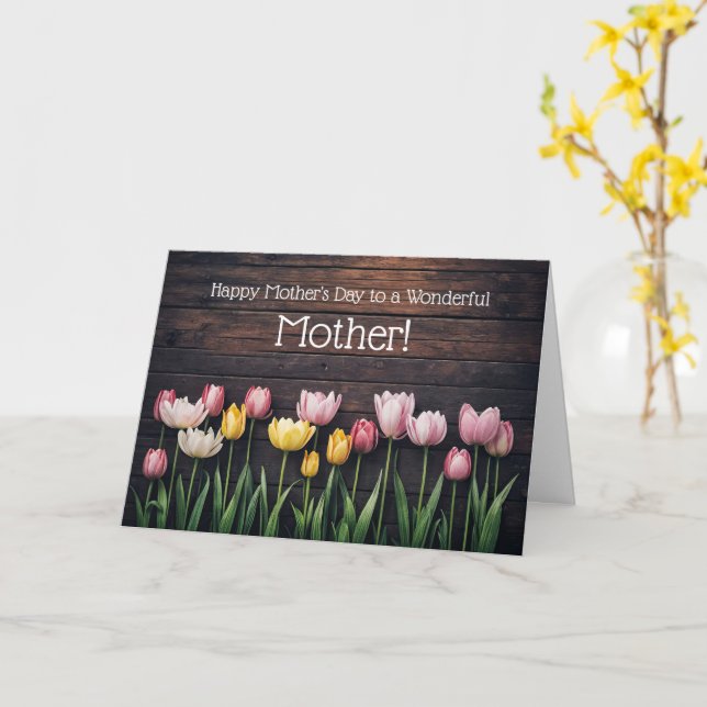 Carte Joyeuse fête des Mères Maman ou Mère Tulpes mignon (Fleur jaune)