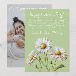 Carte Joyeuse Fête des Mères Marguerites Vert Pâle