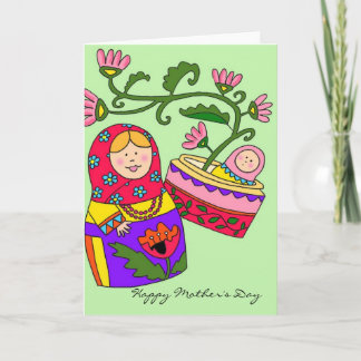 Carte Joyeuse fête des mères Matryoshka Art populaire uk