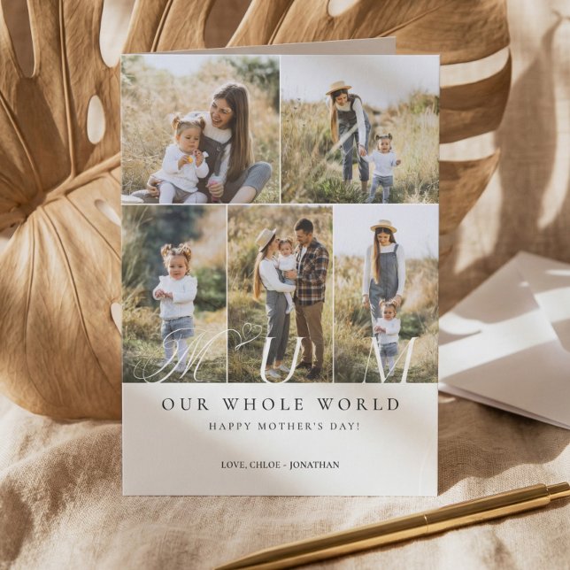 Carte Joyeuse Fête des Mères Meilleure Maman du Monde Co (Happy Mother's Day Best Mum Ever Photo Collage Card)