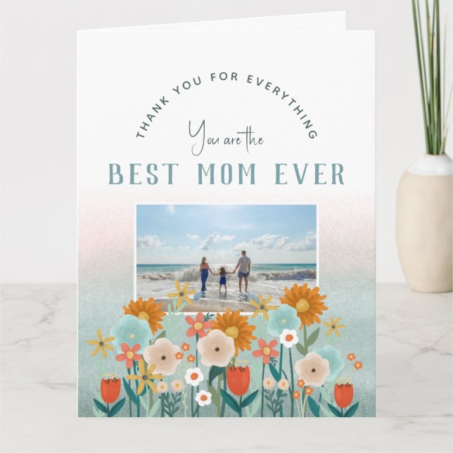 Carte Joyeuse Fête des Mères Moderne Meilleure Maman Fle (Devant)