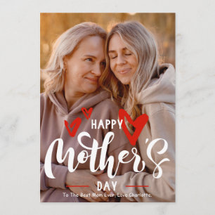 Carte Joyeuse fête des mères, photo moderne éditable cou