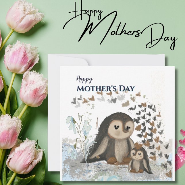Carte Joyeuse Fête des Mères Pingouin (Happy Mother's Day Penguin Card)