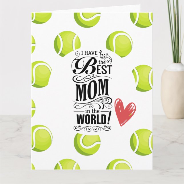 Carte Joyeuse fête des mères pour maman tennis avec ball (Devant)