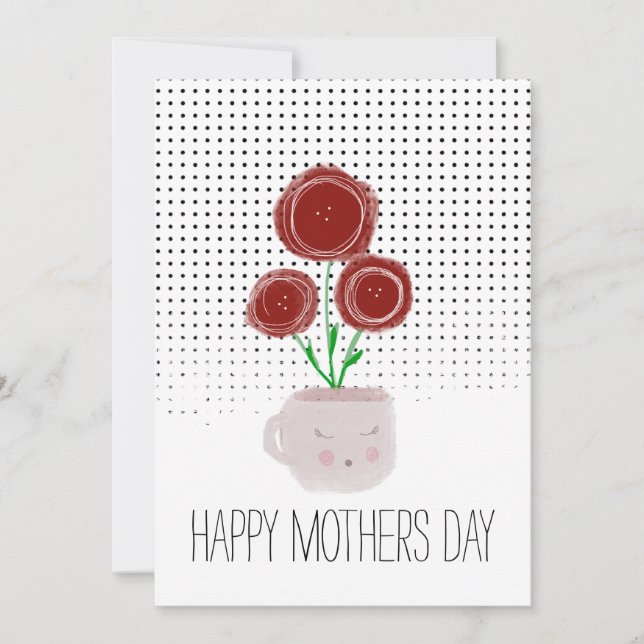 Carte Joyeuse Fête des Mères Red Poppy Florals (Devant)