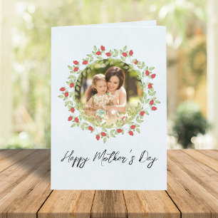 Carte Joyeuse Fête des Mères Rose d'aquarelle Photo flor