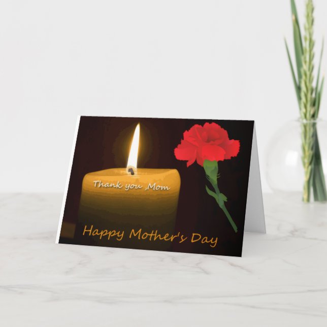 Carte Joyeuse Fête des Mères Rose Rouge (Devant)