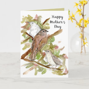 Carte Joyeuse fête des mères Rossignols dans l'arbre