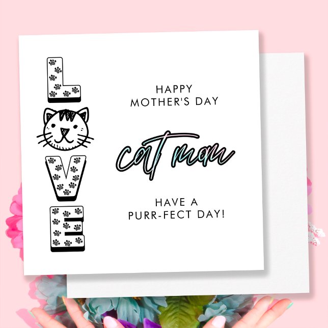 Carte Joyeuse Fête des Mères Simple De La Part Du Chat P (Créateur téléchargé)