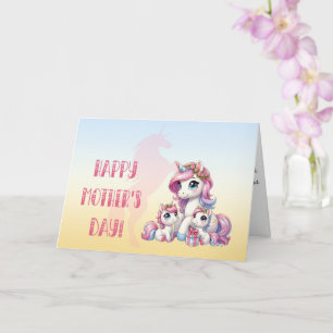 Carte "Joyeuse fête des Mères !" Thème Licorne
