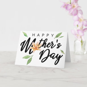 Carte Joyeuse Fête des Mères Typographie Fleur de Lilium