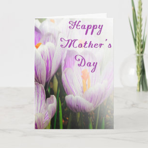 Carte Joyeuse fête des mères Violette et Blanche Tulipes