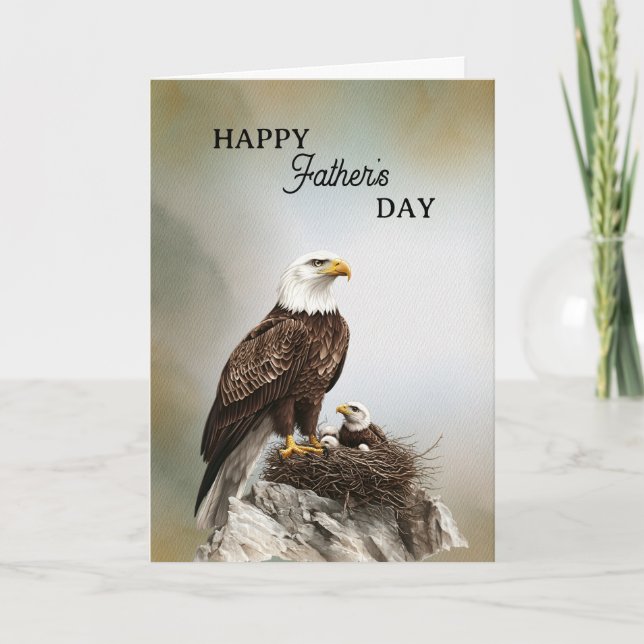 Carte Joyeuse fête des Pères Aigle et Aiglon (Devant)