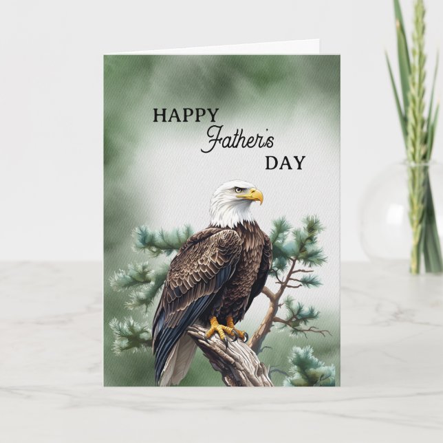 Carte Joyeuse Fête des Pères Aigle sur une Branche (Devant)