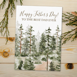 Carte Joyeuse Fête des Pères Aquarelle Rustique Forêt Ve
