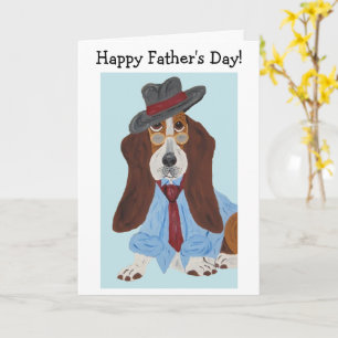 Carte Joyeuse fête des pères Basset Hound en chemise et
