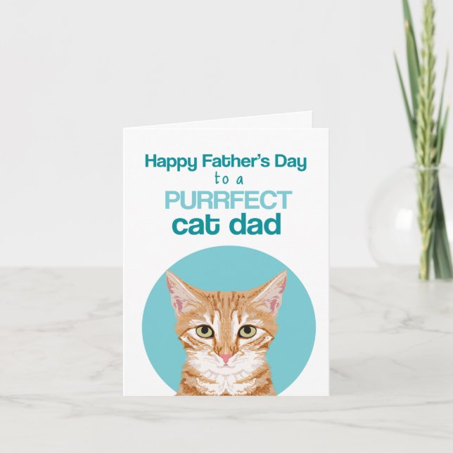 Carte Joyeuse fête des pères chat orange tabby (Devant)