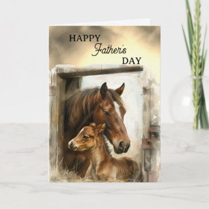Carte Joyeuse Fête des Pères Cheval et Poulain