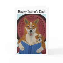 Joyeuse fête des Pères Corgi lisant à son chiot