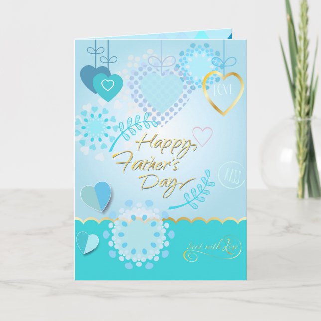 Carte Joyeuse Fête des Pères ! Couleur bleu moderne (Devant)