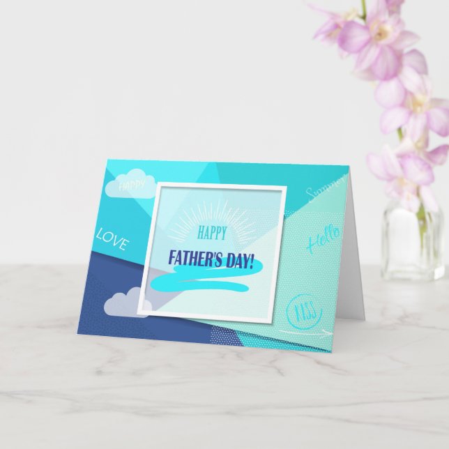 Carte Joyeuse fête des Pères ! Couleur bleue moderne (Orchidée)
