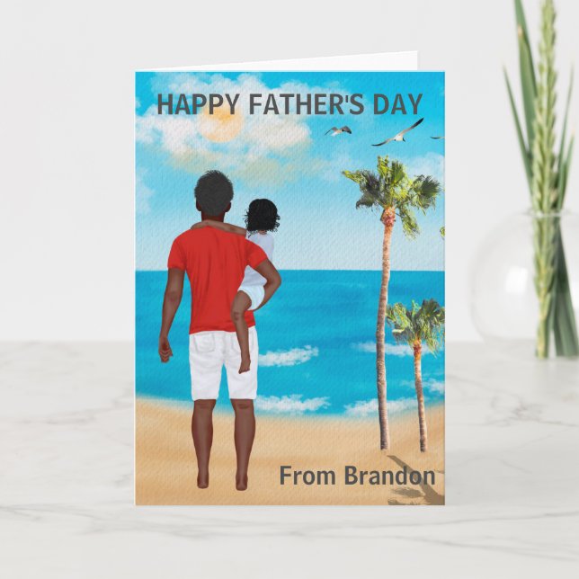 Carte Joyeuse fête des pères de l'enfant brunette aux ch (Devant)