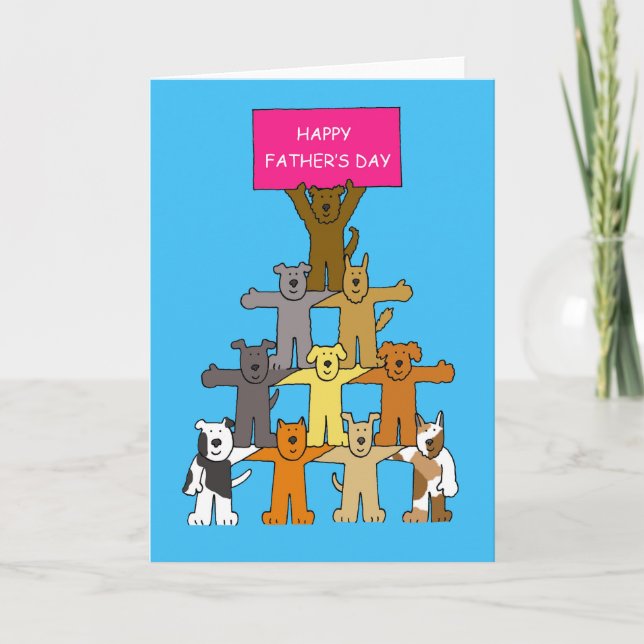 Carte Joyeuse Fête des Pères Dessin Animé Chiens (Devant)