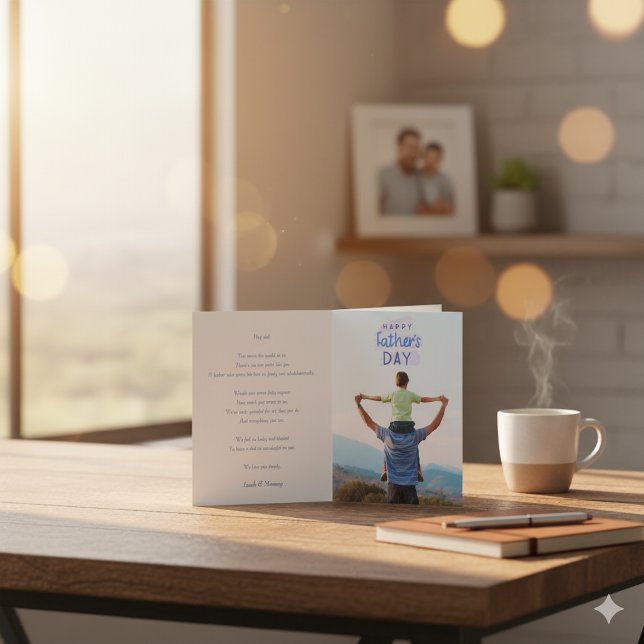 Carte Joyeuse Fête des Pères Élégant Photo personnalisée (Créateur téléchargé)