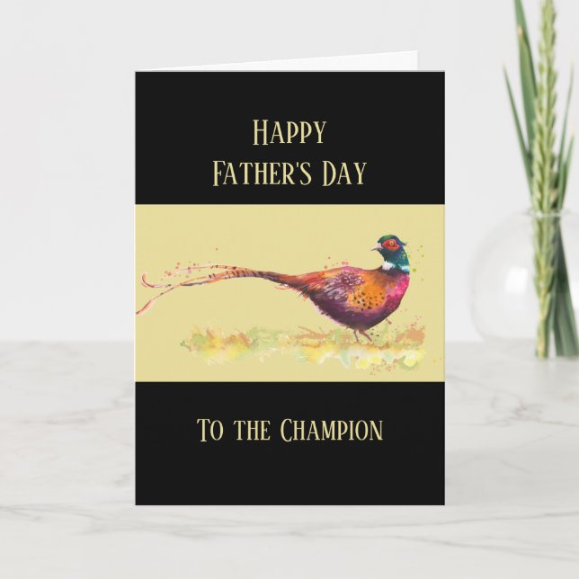 Carte Joyeuse Fête des Pères Faisan Oiseau de Chasse (Devant)