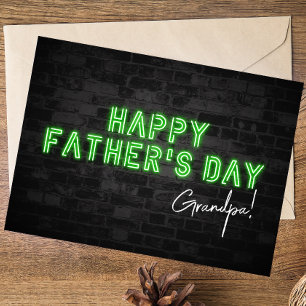 Carte Joyeuse Fête des Pères Grand-Père Neon Cool