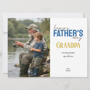 Carte Joyeuse fête des Pères Grand-Père Photo Bleu Moder