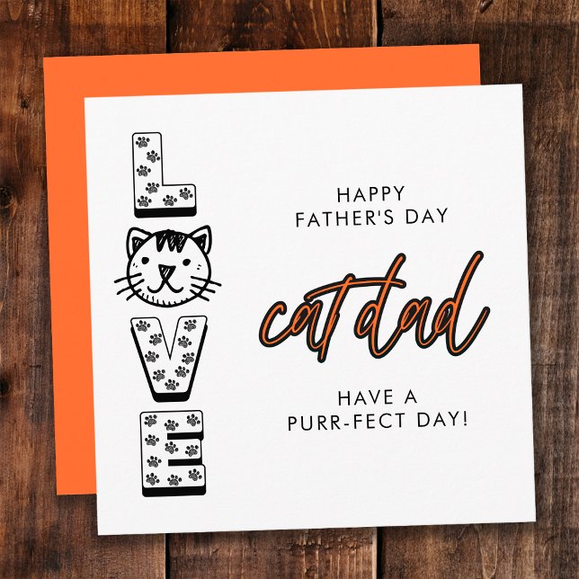 Carte Joyeuse Fête des Pères Orange De La Part Du Chat P (Créateur téléchargé)
