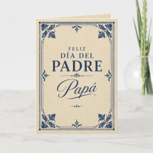 Carte Joyeuse Fête des Pères Papa Élégant Bleu