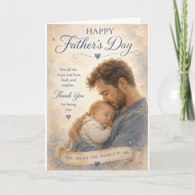 Carte Joyeuse Fête des Pères - Papa et Bébé (Devant)