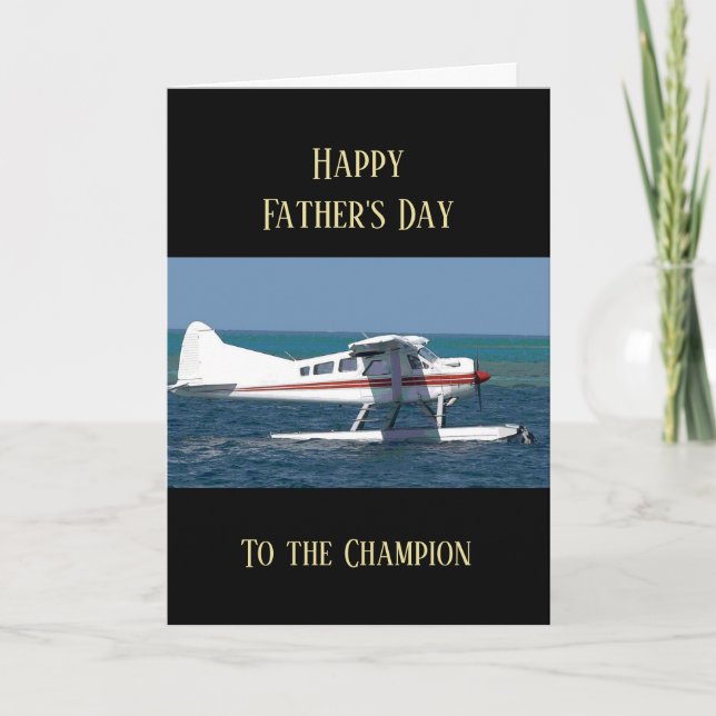 Carte Joyeuse fête des pères Pilote Avion Volant (Devant)