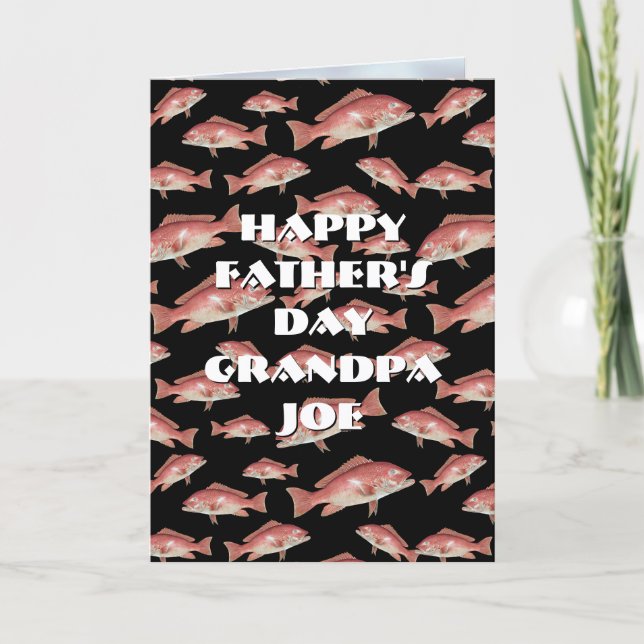 Carte Joyeuse Fête des Pères Poisson Rouge Snapper (Devant)