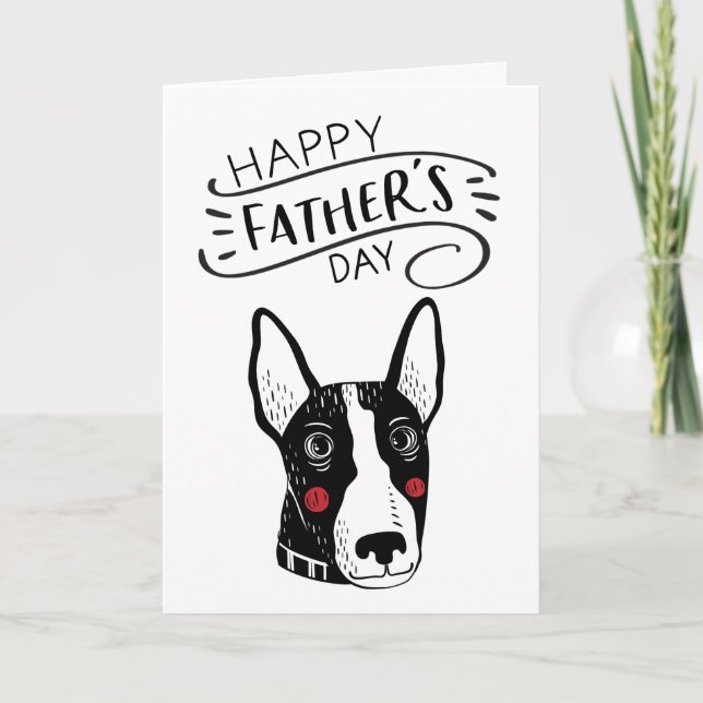 Carte Joyeuse fête des pères pour papa chien | Bull terr (Devant)