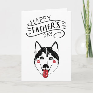 Carte Joyeuse fête des pères pour papa chien Husky