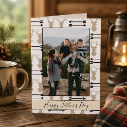 Carte Joyeuse Fête des Pères Tête de Cerf et Photo de Fl