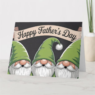 Carte Joyeuse Fête des Pères" Trio de Gnome Vert