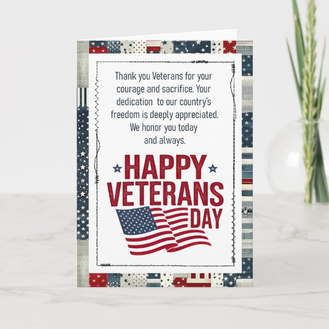 Carte Joyeuse fête des vétérans patriotique (Devant)