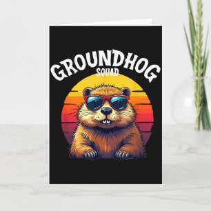 Carte Joyeuse fête du marmot 2025 Drôle de groupe de mar