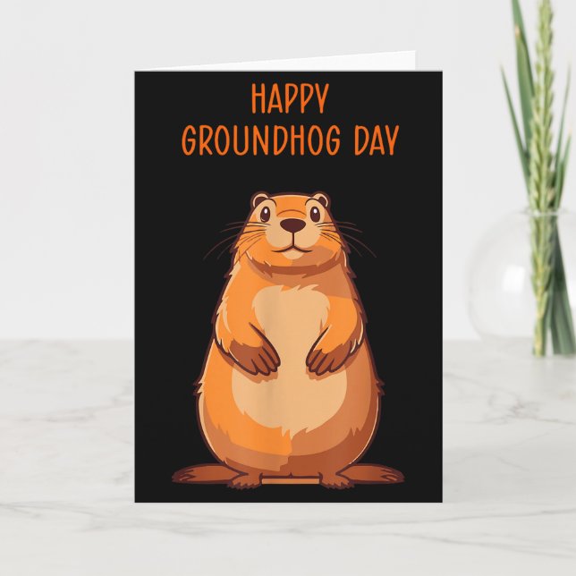 Carte Joyeuse Fête Du Marmotte Pour Les Garçons Fille Am (Devant)