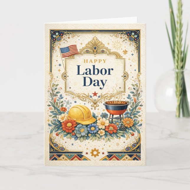 Carte Joyeuse Fête du Travail Classique Colorée (Devant)