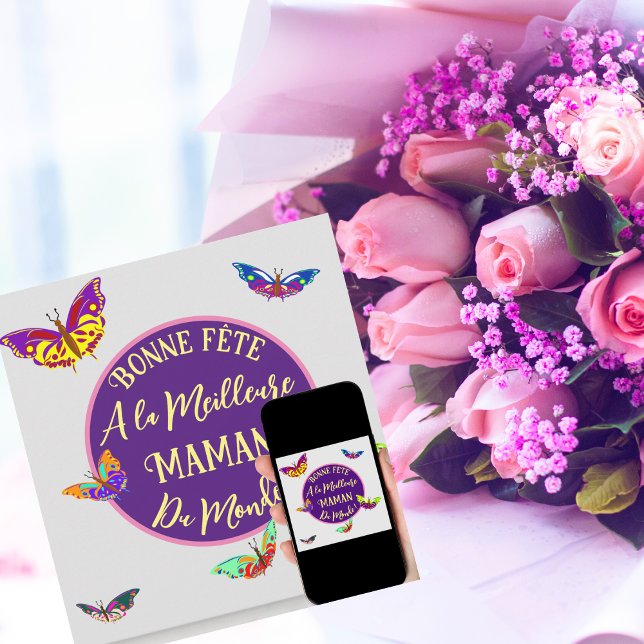 Carte Joyeuse fête maman - papillons multicolores (Créateur téléchargé)