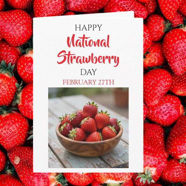 Carte Joyeuse Fête Nationale de la Fraise | 27 février (Créateur téléchargé)