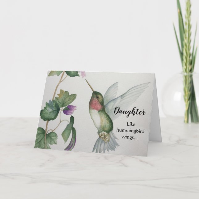 Carte Joyeuse fille Anniversaire Hummingbird Élégant (Devant)