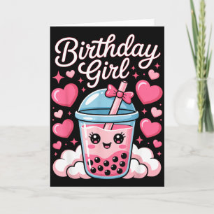 Carte Joyeuse Fille d'anniversaire Arc Rose Mignon Bubbl