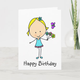 Carte Joyeuse Fille D'anniversaire Avec Des Fleurs